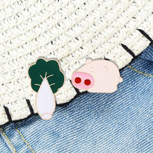 Cute Pig Cabbage Enamel Lapel Pins Denim Jackets Shirts Brooches Backpack Bag Badge Funny Cartoon Animals Jewelry Gift For Kids 2024 - buy cheap