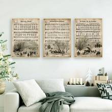 Cuadros modulares para decoración del hogar, pintura en lienzo, carteles musicales navideños Vintage, impresiones de arte de pared, póster de estilo nórdico para sala de estar 2024 - compra barato