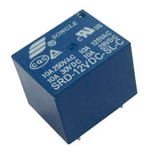 10 pces mini songle relay 12v dc 10a 250v spdt 5 pinos pcb SRD-12VDC-SL-C 2024 - compre barato