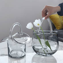 Декоративная ваза для стеклянных пакетов, для украшения гостиной, Цветочная композиция, прозрачная серая ваза, современный цветочный горшок для вазы 2024 - купить недорого