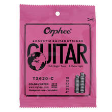 Orphee 6pcs/set Acoustic Guitar Strings Multi-color Copper Strings with Full Bright Tone & Extra Light TX620-C 2024 - buy cheap