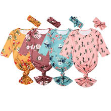 Newborn Baby Boy Girl Floral Swaddles Blanket Long Sleeve Floral Printed Sleeping Bag Sleep Sack Headband Set Fast Shipping 0-6M 2024 - buy cheap