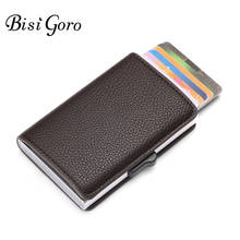 BISI GORO 2019 RFID Wallet Metal Business Blocking Card Holder Aluminum High Quality Soft Leather Slim Card Case Dropshipping 2024 - buy cheap