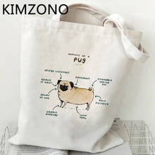 Pug-bolso de compras de tela, bolsa de algodón, de yute, red plegable, tissu 2024 - compra barato