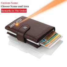 Custom name  Metal Card Holder RFID Aluminium Credit Card Holder PU Leather Wallet Antitheft Men Automatic Pop Up RFID Wallet 2024 - buy cheap