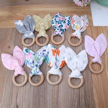 Baby Boy Girl Bunny Ear Teether Safe Organic Wood Teething Ring Toys Various Color Choice Shower Gift 2024 - buy cheap