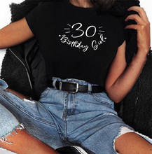 Camiseta de algodón de manga corta con cuello redondo para mujer, ropa holgada, blanca, 30 cumpleaños, 2020 2024 - compra barato