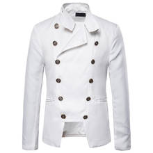 Blazer estiloso branco e duplo breasted para homens, jaqueta casual slim fit para festa de casamento, palco, baile, 2021 2024 - compre barato