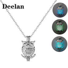 DEELAN  Hollowed-out Owl Pendant Necklace Glow In The Dark Vintage  Luminous Charm Necklaces Halloween Gift For Women Men 2024 - buy cheap