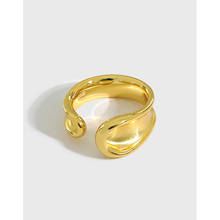 SHANICE-anillo abierto de plata de ley 100% para mujer y niña, accesorio sencillo y liso con forma de gota y cara, ajustable, 925 2024 - compra barato