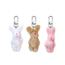 Милый женский пушистый меховой мини-брелок в виде кролика, женский брелок в Корейском стиле с помпоном в виде кролика, кольцо для ключей на сумке, украшение для свадебной вечеринки, подарок 2024 - купить недорого