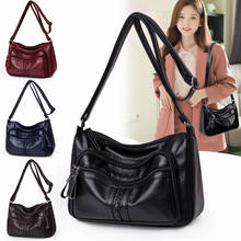 High capacity Women Messenger Bag High Quality Soft Leather Crossbody Shoulder Bags For Women Hobos Multi-pocket Bolsas Feminina 2024 - buy cheap