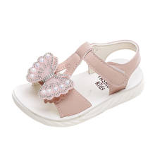 CUZULLAA Girls Rhinestone Butterfly T-Strap Beach Sandals Kids Summer Shoes 2020 Children Pearl Hook & Loop Sandals Size 21-36 2024 - buy cheap
