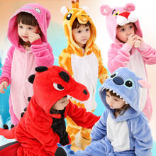 Inverno unicórnio pijamas para crianças kigurumi animal pijamas crianças panda stich bebê macacão para meninos sleepwear unicornio macacão 2024 - compre barato