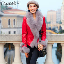 Tcyeek Genuine Leather Jacket Real Sheepskin Coat Female Winter Down Jacket Women Real Fox Fur Collar Warm Short Jackets D88-36 2024 - buy cheap