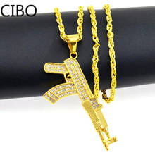 2019 New Hip Hop Jewelry AK-47 Gun Pendant Necklace Stainless Steel Weapon Necklace Crystal Colar For Unisex 2024 - buy cheap