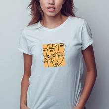 Новинка 2021, стильная Классическая футболка для пар в художественном стиле, Лидер продаж, летняя хлопковая Свободная Повседневная футболка с круглым вырезом в стиле унисекс 2024 - купить недорого