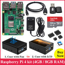 Original Raspberry Pi 4 Model B Kit+ABS Case+Fan or 3.5 inch Touch Screen+3A Type-C Power Supply+Heat Sink for Raspberry Pi 4 4B 2024 - buy cheap