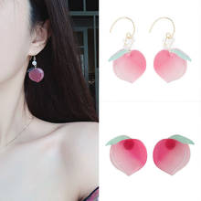Cute Pink Peach Acrylic Dangle Earrings for Women Fresh Summer Lovely Fruits Drop Earrings Beach Party Handmade Ear Jewelry 2024 - buy cheap