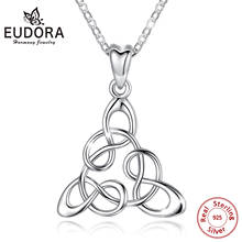 Eudora 925 Sterling Silver Geometrical line Triangle Pendant Necklace Irish Celtics Knot Necklace Silver jewelry For Women D101 2024 - buy cheap
