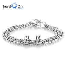 JewelOra Personalized Stainless Steel Beads Charm Bracelet Custom Engrave Name Adjustable Chain Bracelets for Men Father Jewelry 2024 - buy cheap