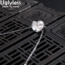 Uglyless-MINI collares de perlas naturales para mujer, joyería de vestido de perlas elegantes de plata brillante, colgantes de plata 925, piedras preciosas + cadena 2024 - compra barato