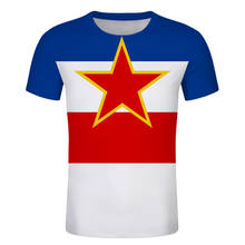 Iugoslávia t camisa masculina chama vermelha camiseta preto impressão bandeira roupas verão casual streetwear 2024 - compre barato