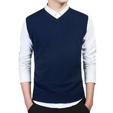 Slim Fit Men Vest Coat Autumn Winter Solid Color Sleeveless V Neck Knitted Sweater Business Suit Dress Vest Jacket Waistcoat 2024 - buy cheap