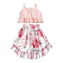 Kids Baby Girls 2-piece Outfit Set Sleeveless Tops+Floral Skirt Set for Children Girls 1-7T 2024 - buy cheap