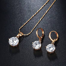 MxGxFam, набор ювелирных изделий золотого цвета с одним камнем для женщин (ожерелье с подвеской и серьги), высокое качество, не вызывает аллергию 2024 - купить недорого