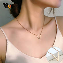 Vnox Minimalist Initial Letter V Neckalce for Women Bright Color Stainless Steel Chain Chokers Elegant Alphabet Jewelry 2024 - buy cheap