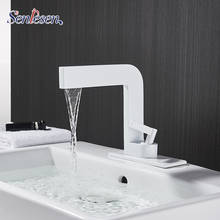 Senlesen Waterfall Bathroom Basin Faucet  Black Chrome Brass Vanity Sink Mixer Tap Deck Mounted Hot & Cold Water 2024 - buy cheap