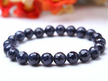 Natural Blue Sapphire Bracelet For Women Lady Man Crystal Faced Cut Round Beads Gemstone Strands AAAAA 7mm 8mm 10mm 12mm 14mm 2024 - buy cheap