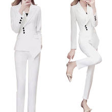 Conjunto duas peças feminino, 2021, moda profissional, cor sólida, ol, branco 2024 - compre barato