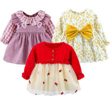 Vestidos de otoño para niñas pequeñas, vestido de princesa para bebés, vestido estampado de flores para recién nacidos, fiesta de cumpleaños, ropa para niños 2024 - compra barato
