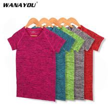 WANAYOU-Camiseta de Yoga de secado rápido para mujer, camisa profesional de manga corta para ejercicios, gimnasio, correr, Fitness, deportiva 2024 - compra barato