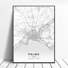 Póster de mapa artístico de Palma Aviles, Girona, Terrassa, Jérez, León, España 2024 - compra barato