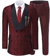 Fashion Design Men's Suits Prom Tuxedos 3 Pieces Shawl Lapel Regular Fit Patterned Suit Groomsmen Tailcoat (Blazer+Vest+Pants) 2024 - buy cheap