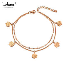 Lokaer Bohemia Style Double Layer Maple Leaf Anklets For Women Girls Titanium Steel Foot Link Chain Anklet Female Jewelry A20016 2024 - buy cheap