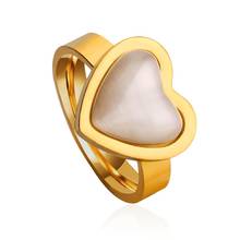 Luxukisskids-anéis vintage de aço inoxidável, formato de coração, pedra para noivado, para festas, presente de casamento 2024 - compre barato