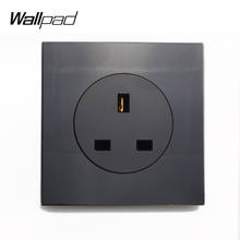 Wallpad L6 UK 13A электрическая настенная розетка 3 Pin электрическая розетка черная панель из закаленного стекла 2024 - купить недорого