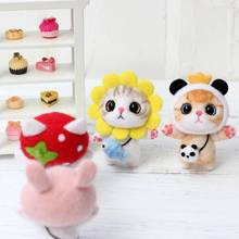 Cat Doll With Panda Wool Felt Craft DIY Non Finished Poked Set Handcraft Kit For Needle Material Bag Pack 2024 - buy cheap