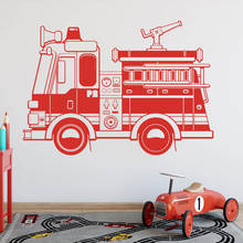 Large Firetruck Fire Truck Wall Sticker Boy Room Playroom Fire Car Vehicle Construction Truck Wall Decal Vinyl Decor 2024 - buy cheap