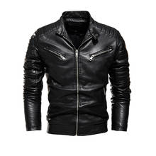 Newest Fashion Men's Leather Jacket Multi-Color Motorcycle Leather Jackets Autumn Winter Thick Biker Jacket Coats For Men 2024 - buy cheap