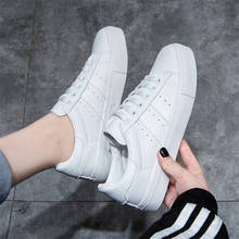 2021 Women's Casual Shoes Women's Casual Sports Shoes Flat Shoes Girls Breathable Vulcanized Shoes Lace-up White Shoes 2024 - buy cheap