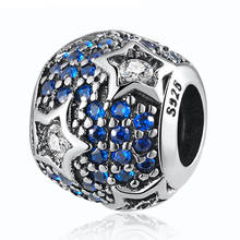 Girls Bracelets Bead Silver DIY Jewelry Pave Crystals Blue Pink CZ Charm fit Lady Bracelet Bangle 2024 - buy cheap