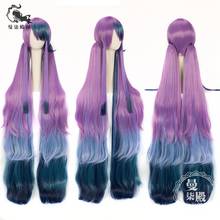 SINoALICE-coleta larga ondulada para Cosplay, cabello sintético resistente al calor + gorro para peluca, Alicia, La Sirenita, Azul, Morado, verde, degradado 2024 - compra barato