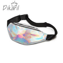 Dikaril 2021 New Holographic Waist Bag For Women Pink Gold Black Laser Fanny Pack Belt Bag ladies Bum Bag Unisex Banana Bags 2024 - buy cheap