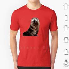 Otter T Shirt Print For Men Cotton New Cool Tee Otter Animal Wildlife Nature Fine Art Conservation Peta Marine Life 2024 - buy cheap