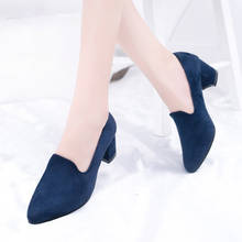 Plus Size 34-42 Women Dress Shoes chunky Heels  High Heels Faux Suede Boat Shoes Ol Office Shoes Woman Black Basic Pumps 29C90 2024 - buy cheap